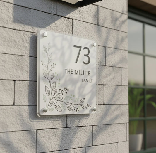 Naambordjes huisnummerborden family name plate.