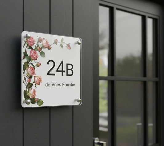 Deurbordjes street number plate acrylic family name plate.